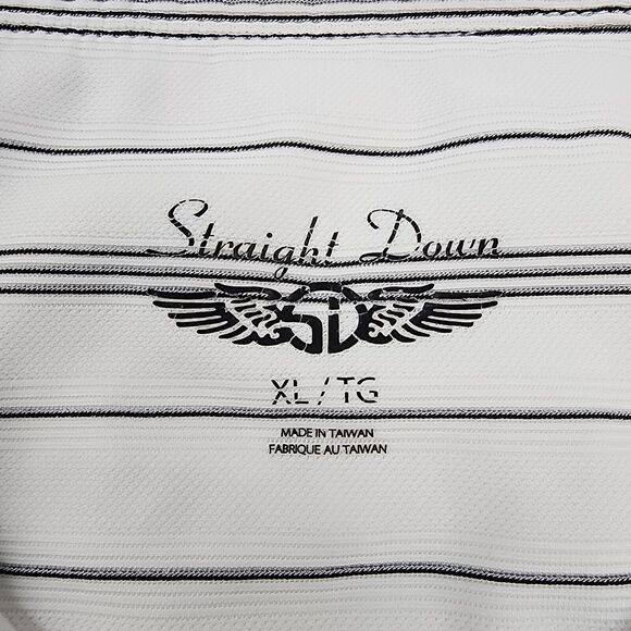 Straight Down Polo Shirt Mens XL White Striped Performance The Farms Golf Club - Picture 2 of 16